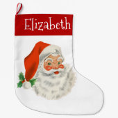 レトロヴィンテージすてきサンタクロース ラージクリスマスストッキング (正面)