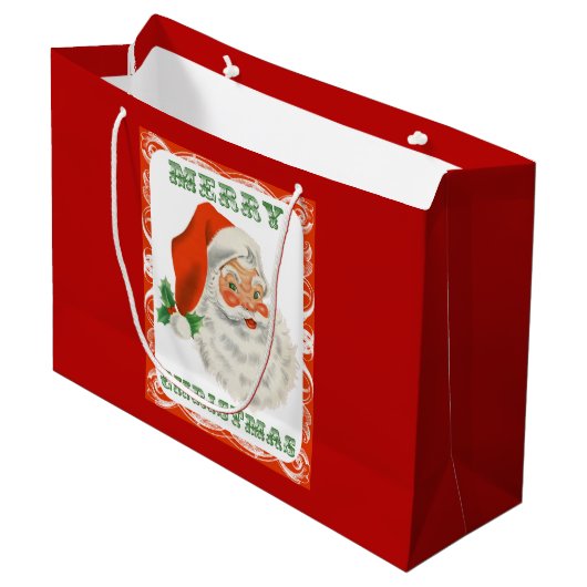 レトロヴィンテージすてきサンタクロース ラージペーパーバッグ (正面アングル)