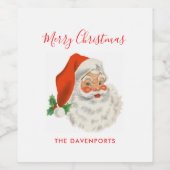 レトロヴィンテージすてきサンタクロース ワインラベル (シングルラベル)