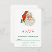 レトロヴィンテージすてきサンタクロース 出欠カード (正面/裏面)