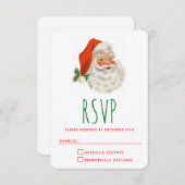 レトロヴィンテージすてきサンタクロース 出欠カード (正面/裏面)