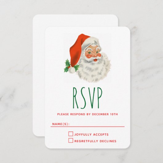 レトロヴィンテージすてきサンタクロース 出欠カード (正面/裏面)