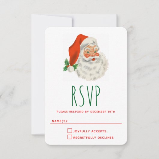 レトロヴィンテージすてきサンタクロース 出欠カード (正面)