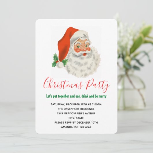 レトロヴィンテージすてきサンタクロース 招待状 (スタンド正面)