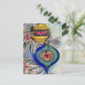 レトロヴィンテージのクリスマスの球根はがき シーズンポストカード (スタンド正面)