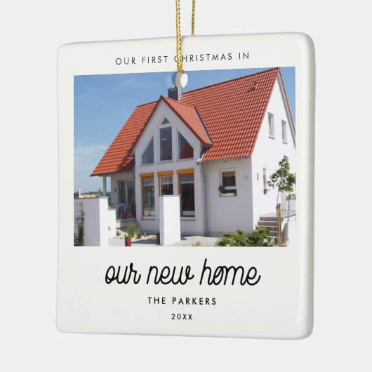 レトロヴィンテージのクリスマスを私たちの新しいホームフォトで セラミックオーナメント (左)