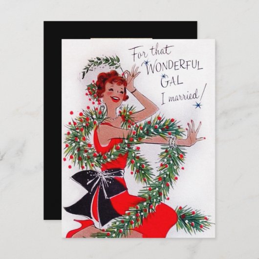 レトロヴィンテージのクリスマスウィザードメッセージカードを追加 シーズンカード (正面/裏面)