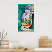 レトロヴィンテージのクリスマスエンジェルとキャンディポスター ポスター (キッチン)