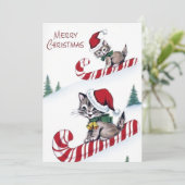 レトロヴィンテージのクリスマスキャッツにメッセージカードを追加 シーズンカード (スタンド正面)