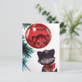 レトロヴィンテージのクリスマスキャットメッセージカードを追加 シーズンカード (スタンド正面)