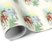 レトロヴィンテージのクリスマスディアータイル ラッピングペーパー (ロールコーナー)