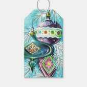 レトロヴィンテージのクリスマスバルブパターン名タグを追加 ギフトタグ (正面)