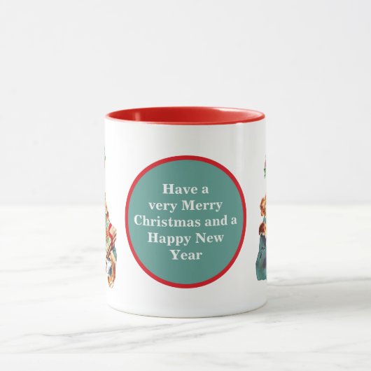 レトロヴィンテージのクリスマスレディのメッセージを追加 マグカップ (中央)