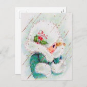 レトロヴィンテージのクリスマスレディ葉書 シーズンポストカード (正面/裏面)