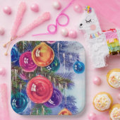 レトロヴィンテージのクリスマス球根パーティー ペーパープレート (パーティー)