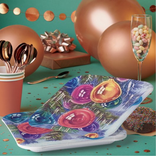 レトロヴィンテージのクリスマス球根パーティー ペーパープレート (複数)