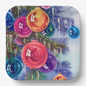 レトロヴィンテージのクリスマス球根パーティー ペーパープレート (正面)