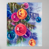 レトロヴィンテージのクリスマス球根ホリデーポスター ポスター (正面)