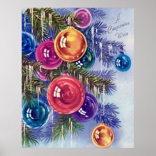 レトロヴィンテージのクリスマス球根ホリデーポスター ポスター (正面)