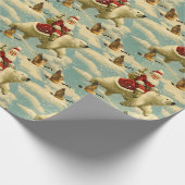 レトロヴィンテージのクリスマス：サンタの北極探検 ラッピングペーパー (角)