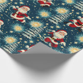 レトロヴィンテージのクリスマス：サンタの星空の夜 ラッピングペーパー (角)
