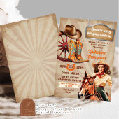 レトロヴィンテージのピンアップ女性のカーボーイブライダルシャワー 招待状