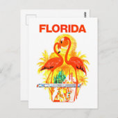 レトロヴィンテージのフロリダ旅行ポスターフラミンゴ ポストカード (正面/裏面)