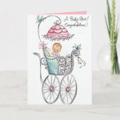 レトロヴィンテージの女の子アド気持ち カード (正面)