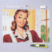 レトロヴィンテージの女性のキッチンパーティー 薄葉紙 (クラフト)