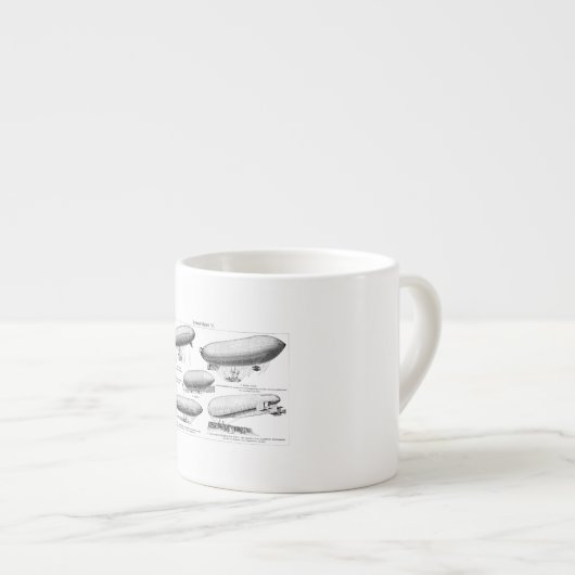 レトロヴィンテージの水素の軟式小型飛行船のツェッペリン型飛行船の気球 エスプレッソカップ (正面右)