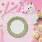 レトロヴィンテージの緑と黄色のパターン ペーパープレート (パーティー)