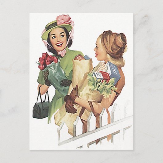 レトロヴィンテージはがきシャワー隣人Friends PC ポストカード (正面)