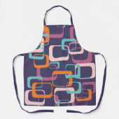 レトロヴィンテージはっきりした幾何学的パープルブルー料理 エプロン (正面)