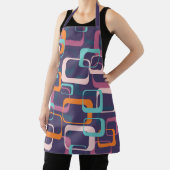 レトロヴィンテージはっきりした幾何学的パープルブルー料理 エプロン (インサイチュ)