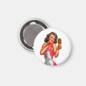 レトロヴィンテージアイスクリームコーンピンナップガール マグネット (正面/裏面)