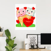 レトロヴィンテージアイスクリームバレンタインポスター ポスター (ホームオフィス)