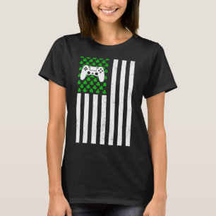 レトロヴィンテージアイリッシュアメリカ国旗のスポーツVideo Game St P Tシャツ