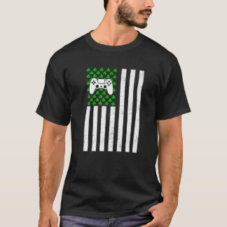 レトロヴィンテージアイルランドUSAフラッグスポーツビデオゲームSt.P Tシャツ