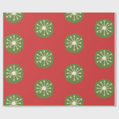 レトロヴィンテージアトミック50sクリスマスドットグリーンレッド ラッピングペーパー (フラット)