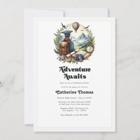 レトロヴィンテージアドベンチャーワアウェイズ卒業党 招待状 (正面)