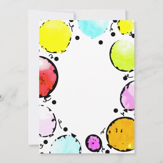 レトロヴィンテージアポップ・アートのート漫画バルーン誕生日 招待状 (裏面)