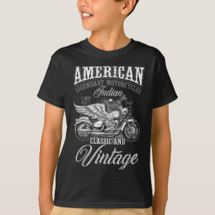 レトロヴィンテージアメリカンオートバイインディアンオールドB Tシャツ