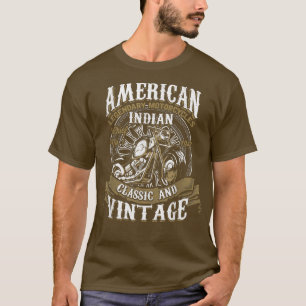 レトロヴィンテージアメリカンオートバイインディアンオールドB Tシャツ