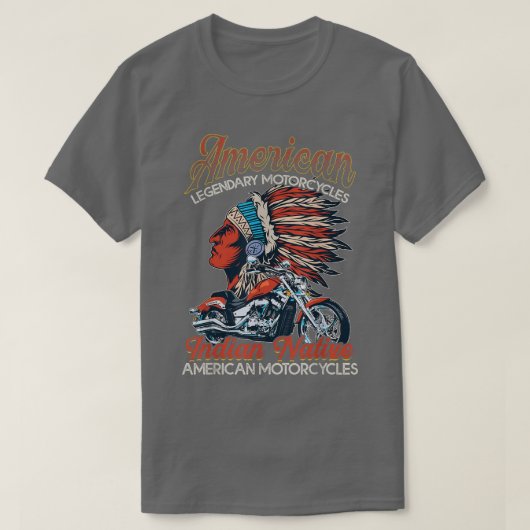 レトロヴィンテージアメリカンバイクインディアンオールドB Tシャツ (デザイン正面)