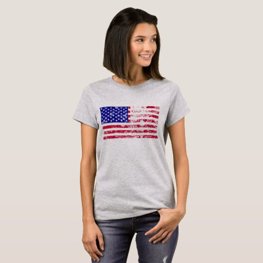 レトロヴィンテージアメリカ動揺して国旗、米国国旗 Tシャツ (正面フル)