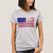 レトロヴィンテージアメリカ動揺して国旗、米国国旗 Tシャツ (正面)
