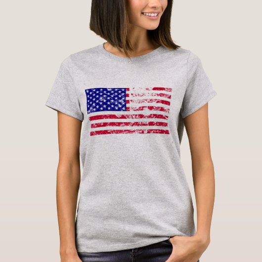 レトロヴィンテージアメリカ動揺して国旗、米国国旗 Tシャツ (正面)
