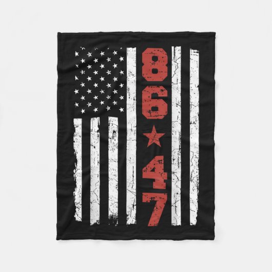 レトロヴィンテージアメリカ国旗86 47アンチトランプ フリースブランケット (正面)