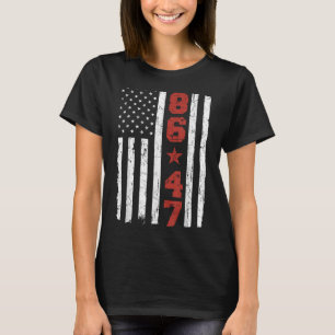 レトロヴィンテージアメリカ国旗86 47アンチトランプ Tシャツ