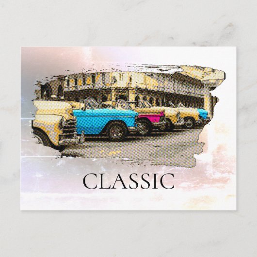 *~*レトロヴィンテージアンティークカラフルクラシック車 ポストカード (正面)